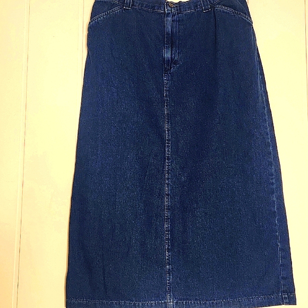 Vintage Blue Denim Boho Western Cotton Timeless  Maxi Skirt